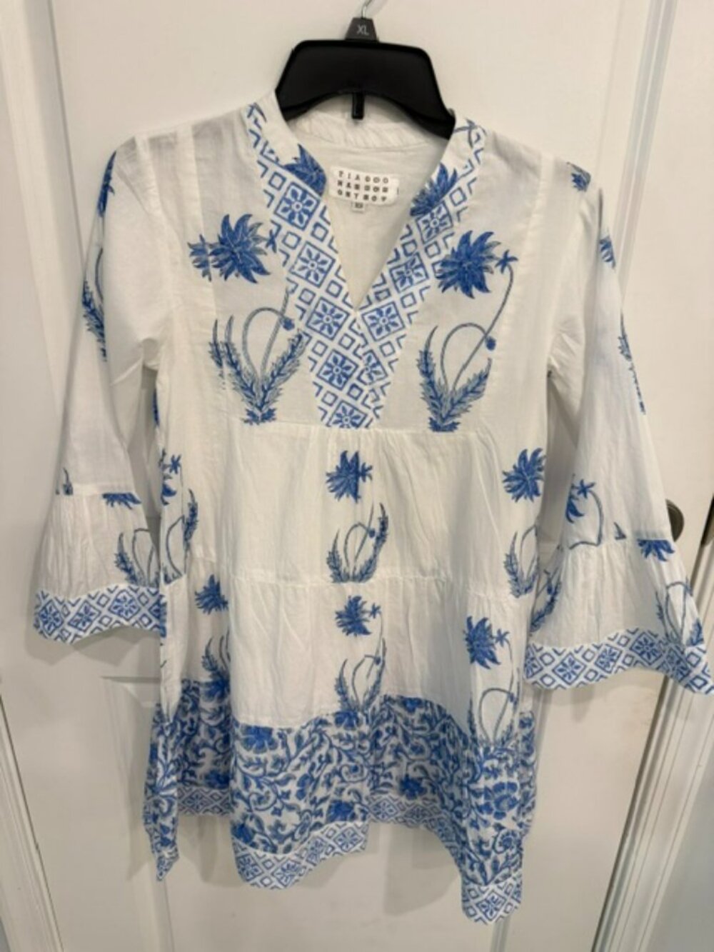 Tiana NY Blue and White Long Sleeve Dress